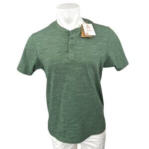 NEW Mountain Warehouse Men's Green Short Sleeve Button Henley Tee T-Shirt Top M